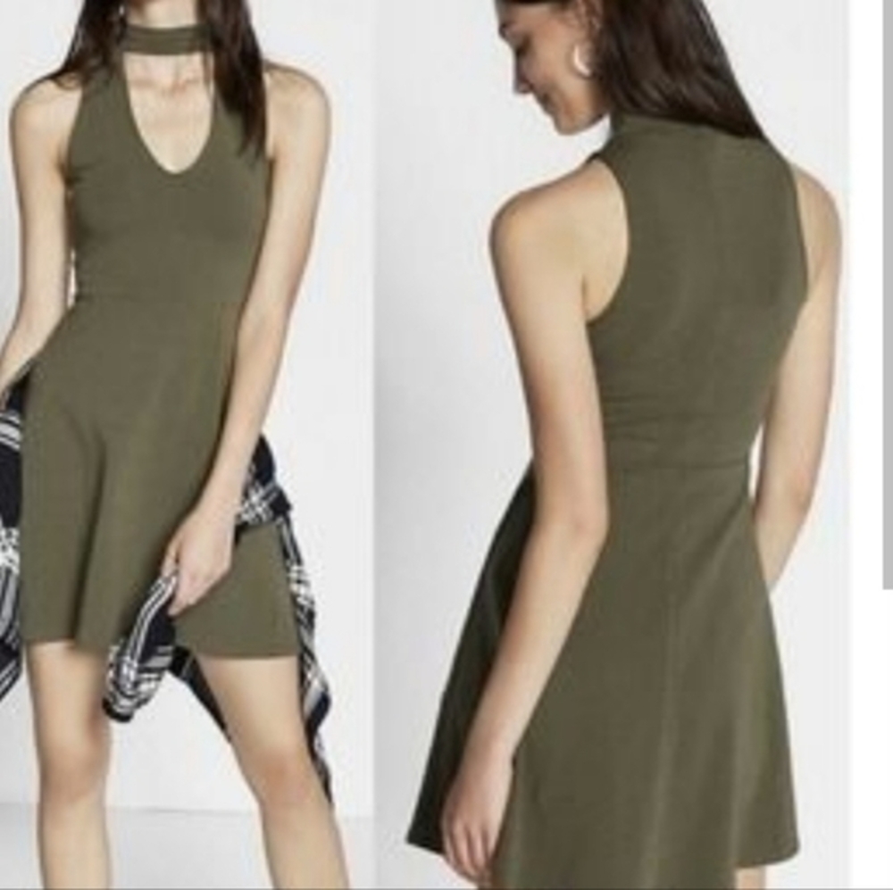 NWOT EXPRESS army green mini dress